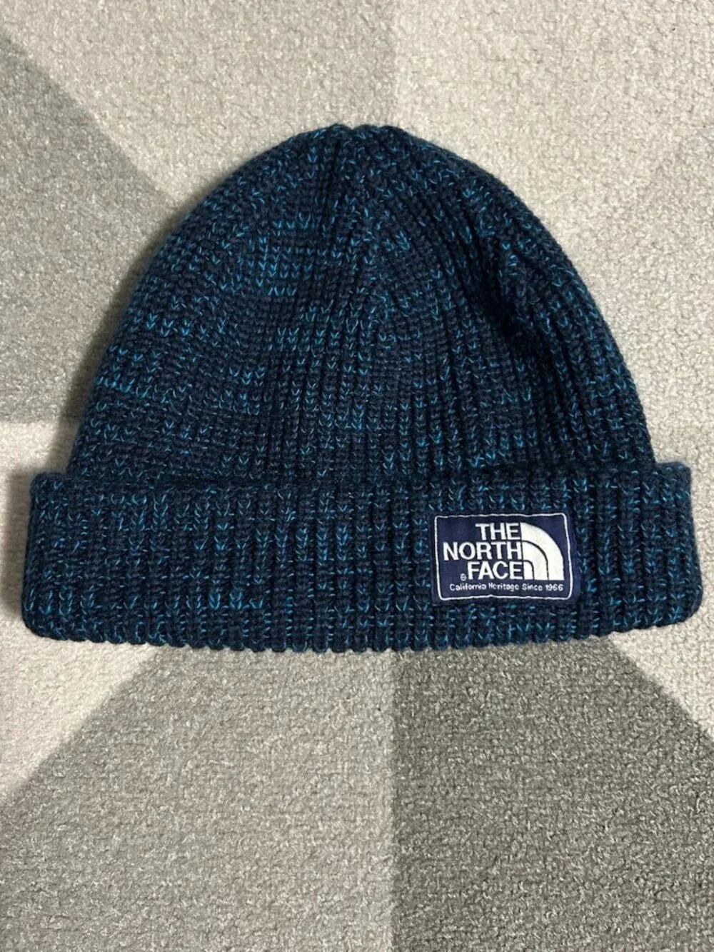 The North Face Unisex Salty Dog Navy/Teal Jersey-Lined Beanie Hat